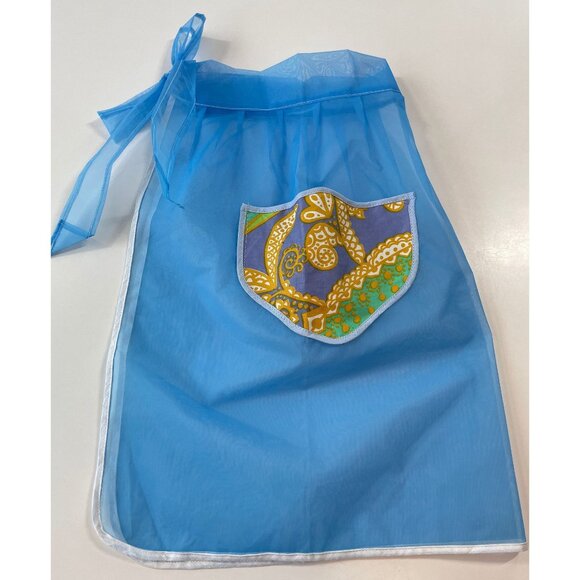 Vintage 60s half apron, Mid century housewife blue chiffon apron, cottage core, - Picture 6 of 6